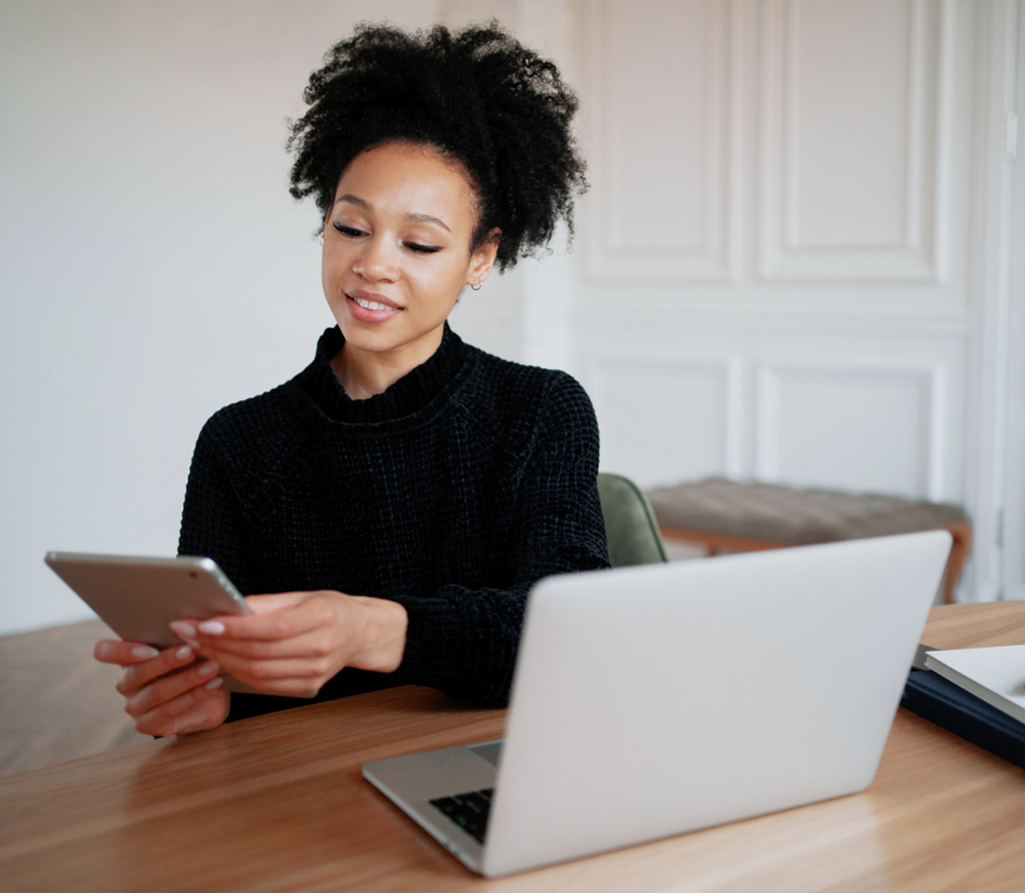 Hybrid Working Remote Female With Laptop